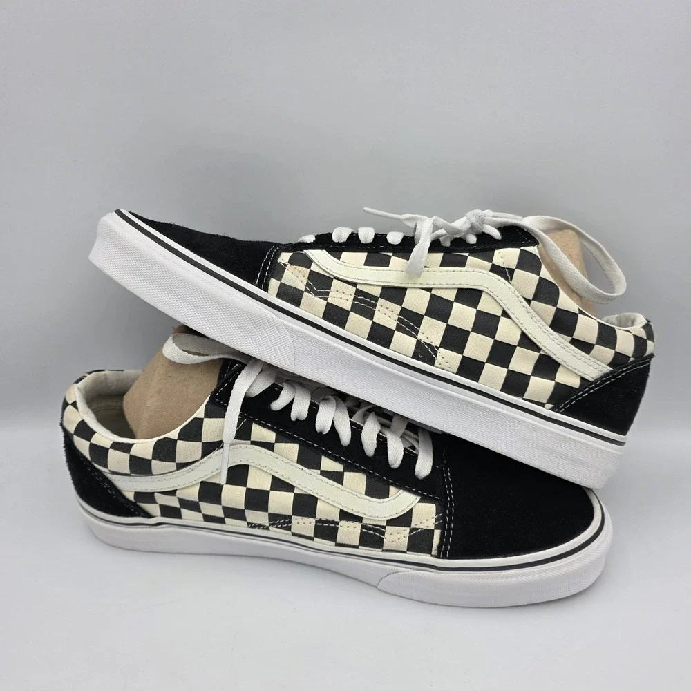 Vans 500714 Black & White Canvas Suede Checkered Skateboard Sneakers M 10.5 W 12